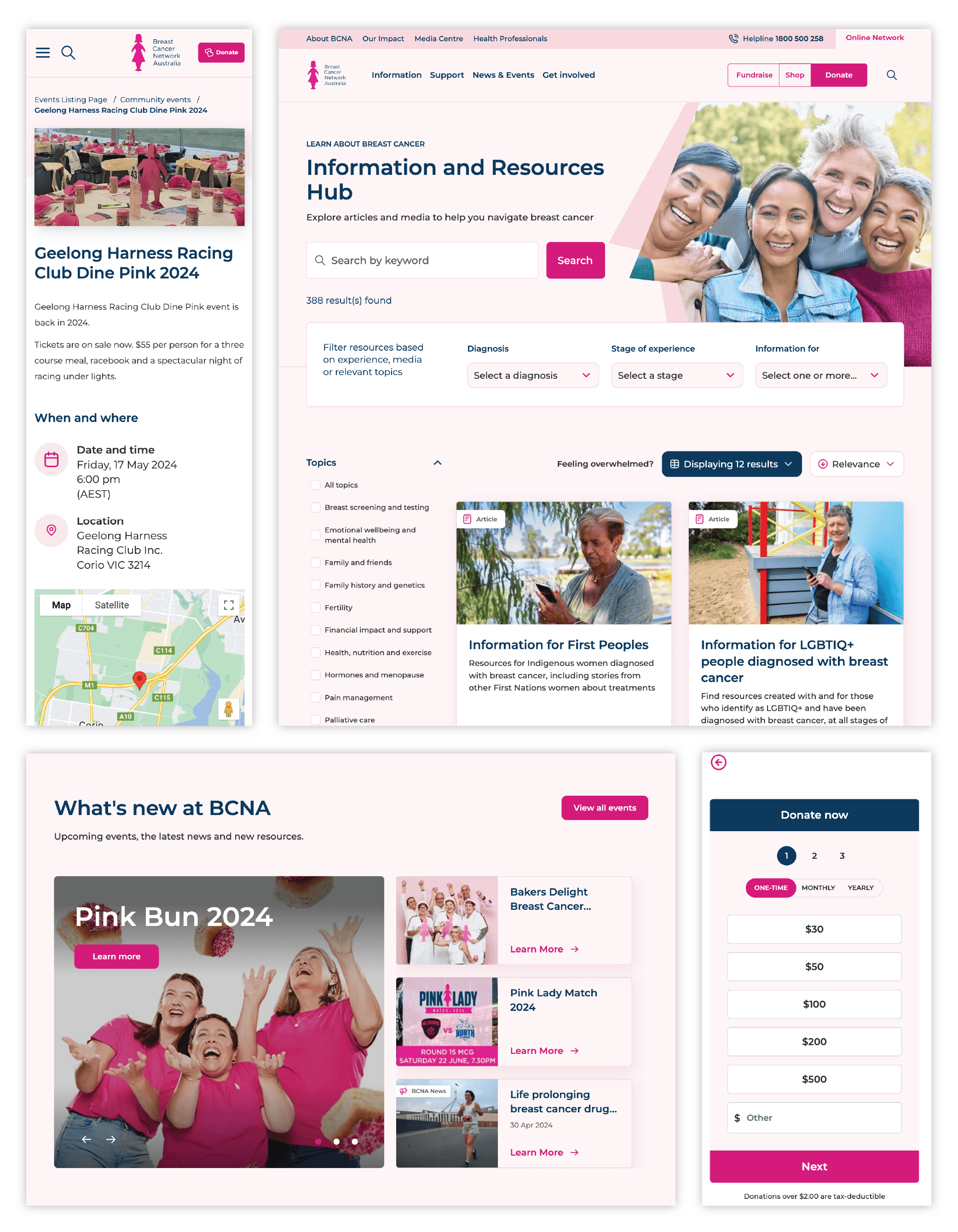 Different sections of BCNA website in a collage showcasing Proactive Project Management