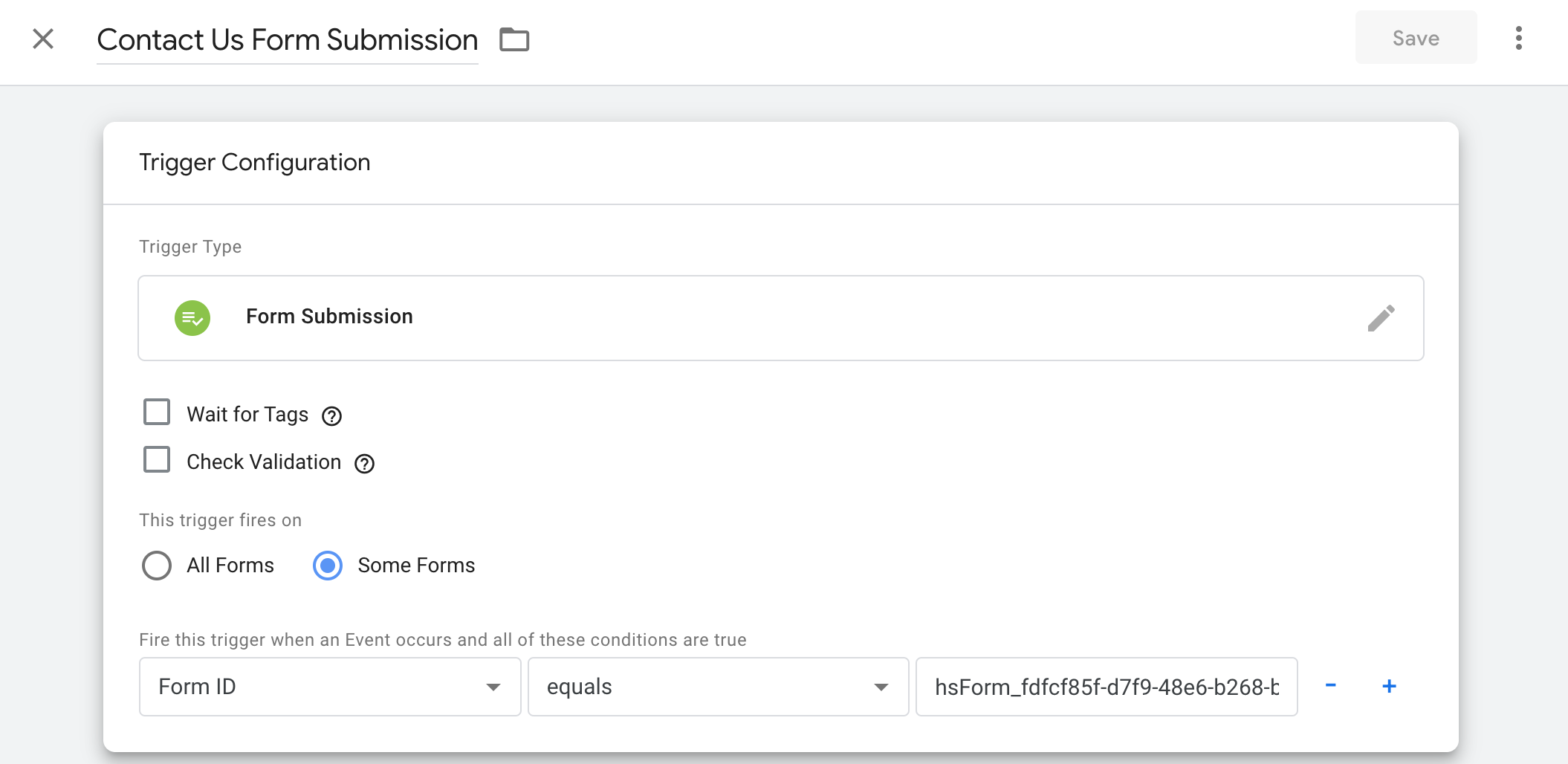 Form ID trigger to track Hubspot forms in GTM