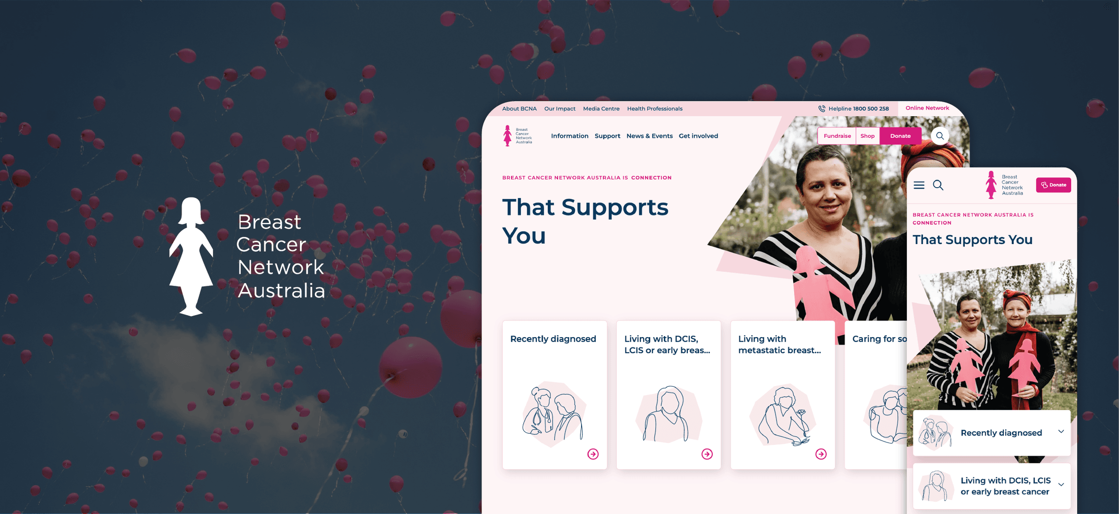 Homepage of BCNA for mobile and desktop